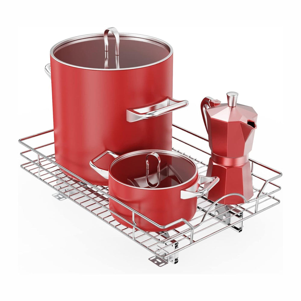 ROOMTEC Pull Out Cabinet Organizer - 14" W x 18" D, Slide Out Stora...