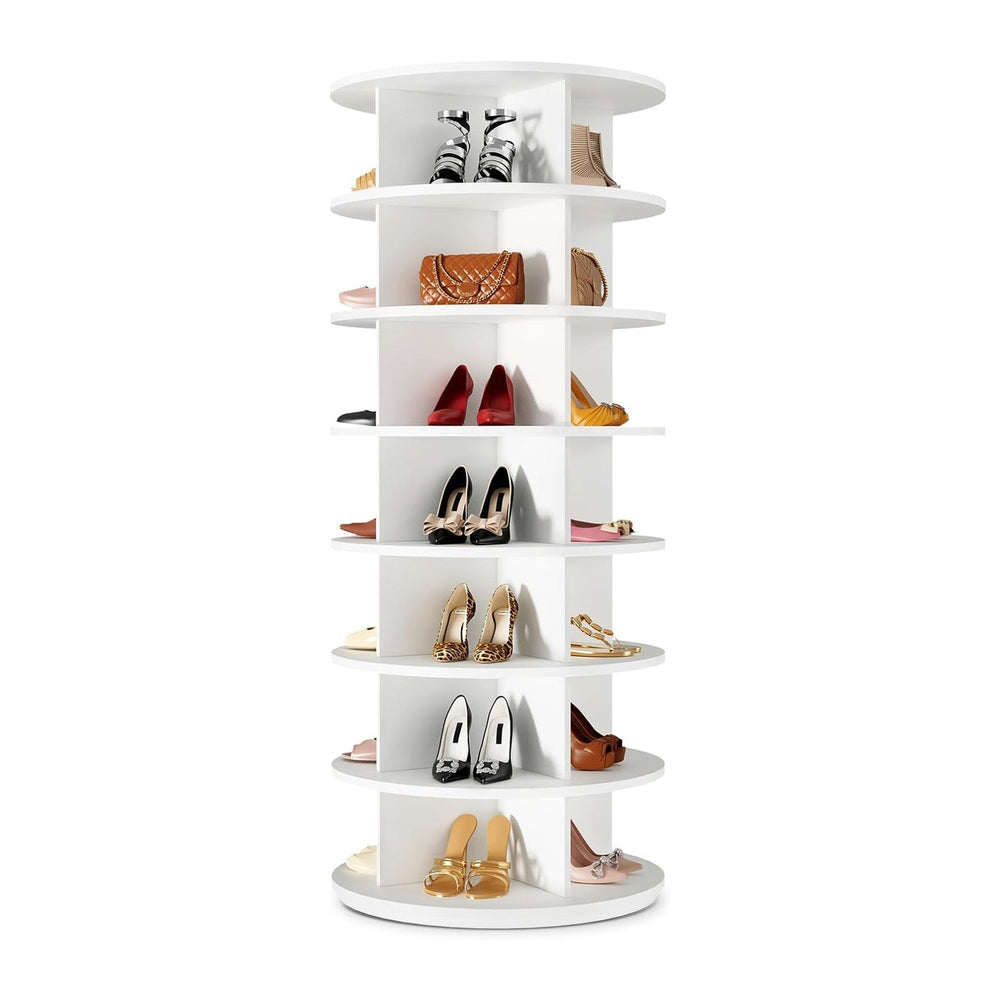 Rotating Shoe Rack 7 Tier Spinning Shoes Organizer Tower for 28-32 Pairs Lazy...