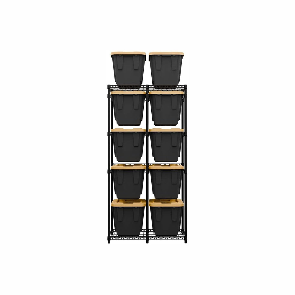 SafeRacks Bin Storage Rack with 10 Bins, 12-Gal Totes, Black