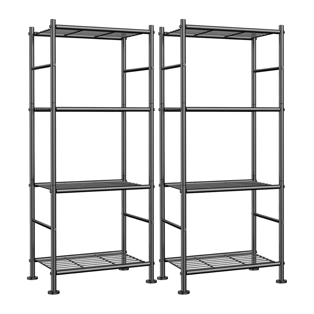 Sakugi Storage Shelves - Set of 2, 4-Tier Metal Shelf Organizer, Space-Saving...