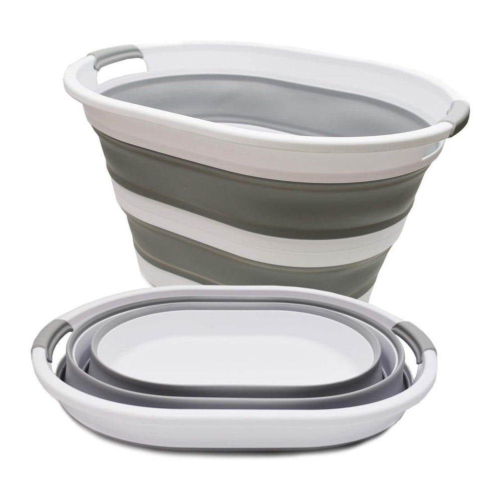 SAMMART 34L(8.98 Gallon) Set of 2 Collapsible Plastic Laundry Basket-Oval Tub...