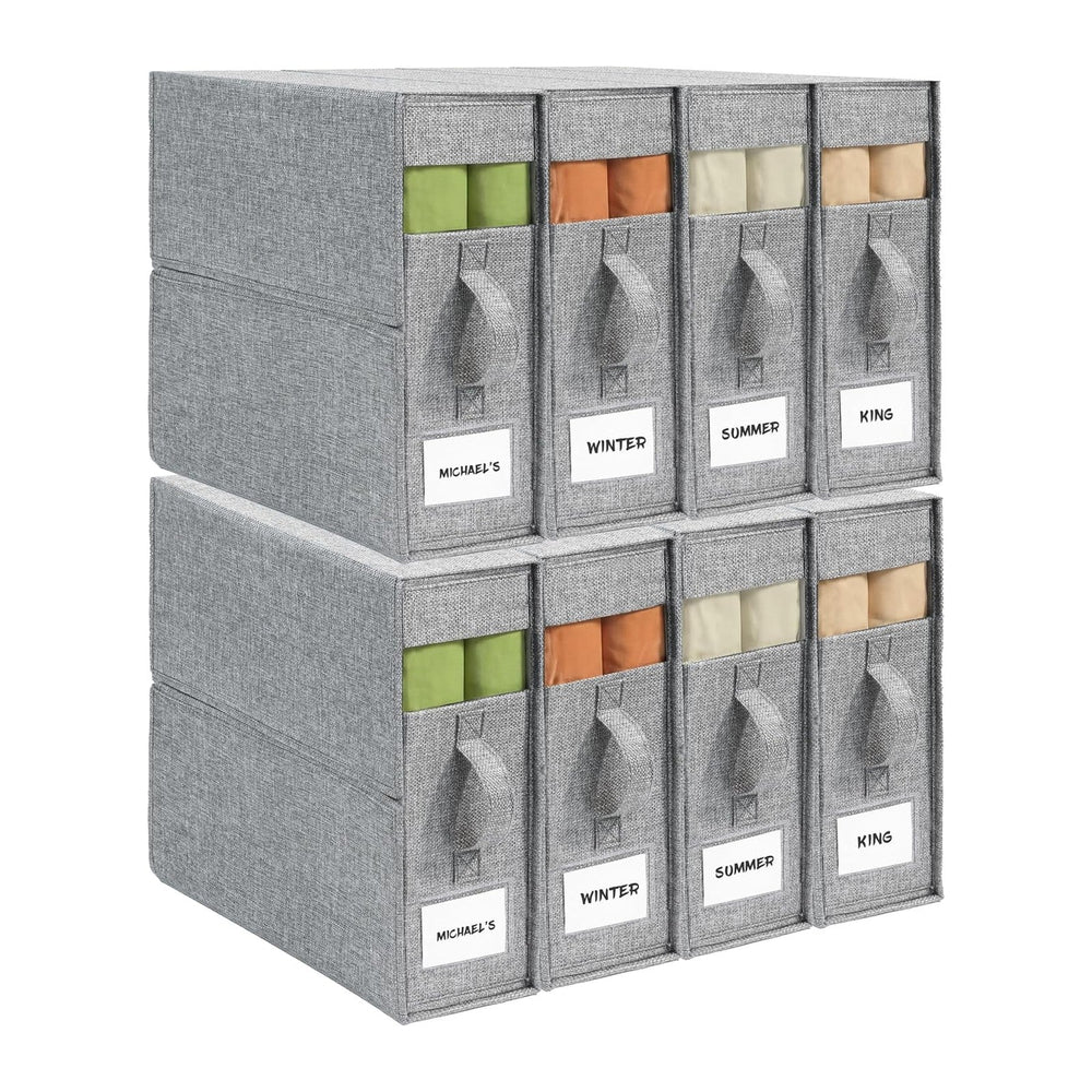 Sheet Organizers and Storage for Linen Closet, 8Pack Grey