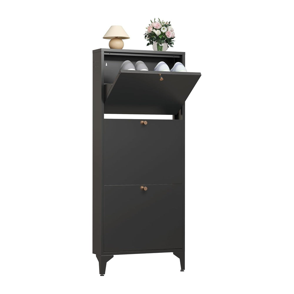 Shoe Storage Cabinet for Entryway with 3 Flip Drawers, Freestanding Shoe Orga...