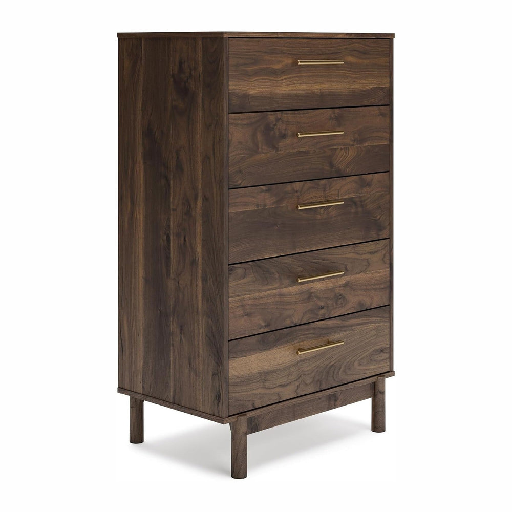 Signature Design by Ashley Tall 5 Drawer Chest, Mocha Walnut Dresser