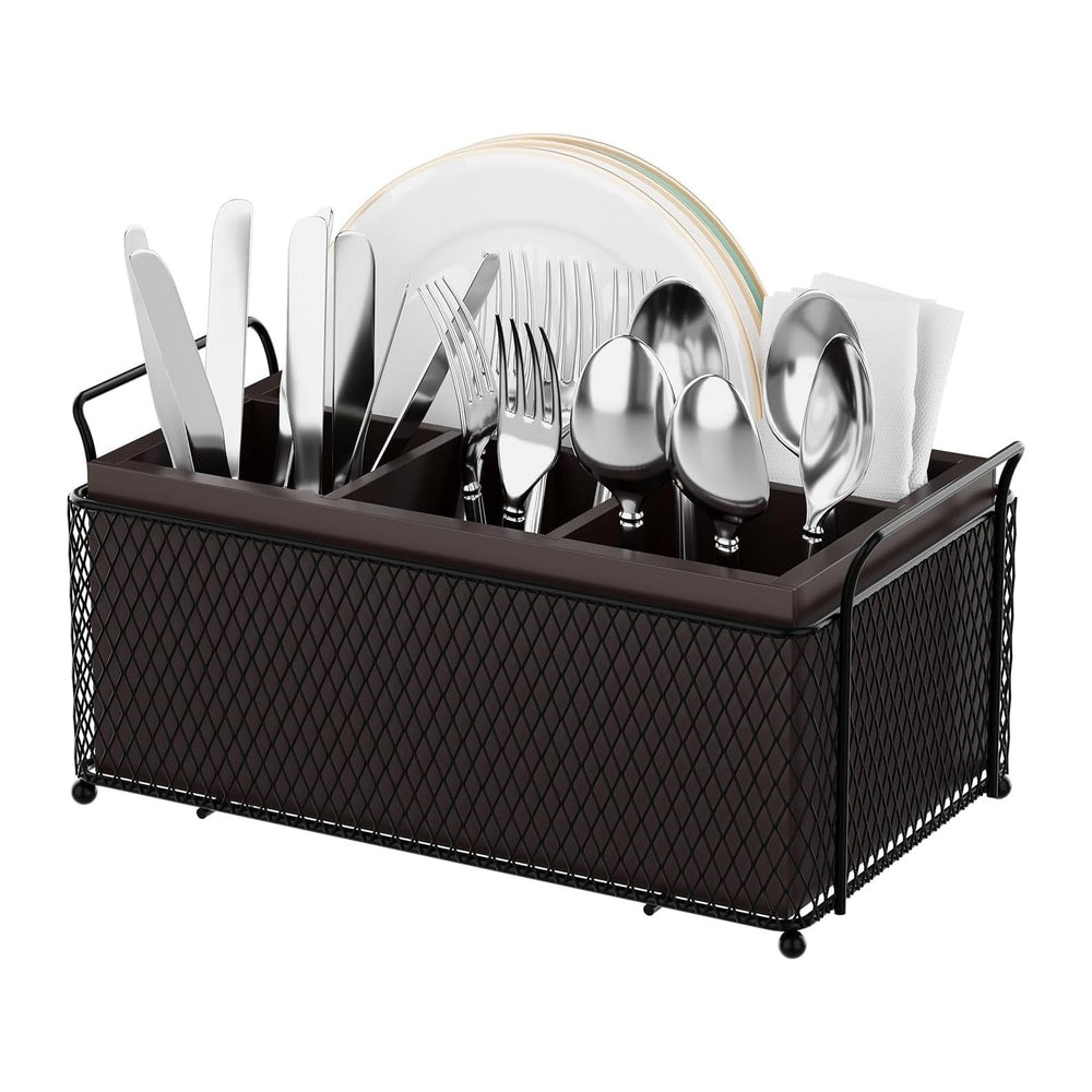 Silverware Caddy for Party,Bamboo Utensil Holder for Countertop