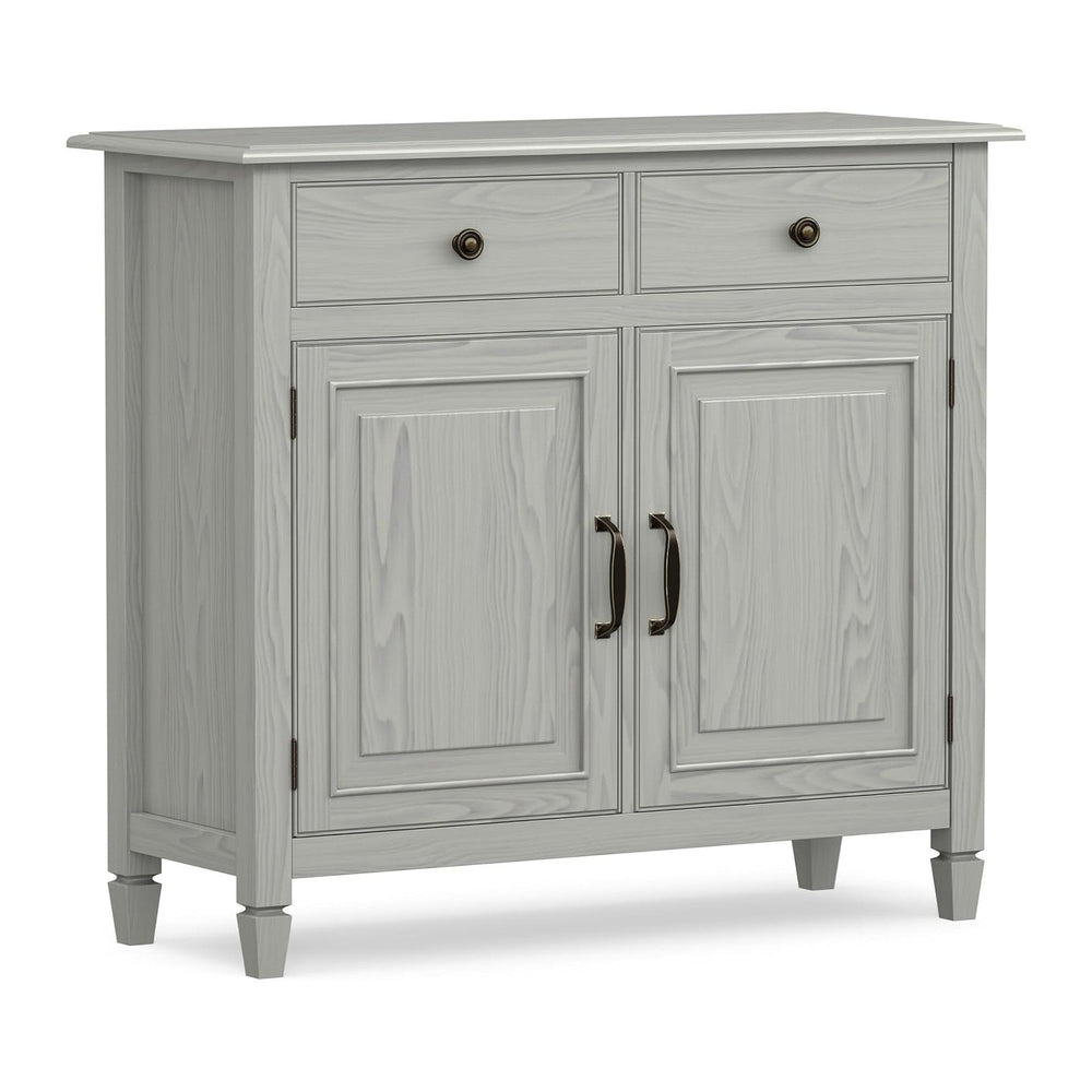 SIMPLIHOME Connaught 40" Wide Solid Wood Cabinet in Fog Grey