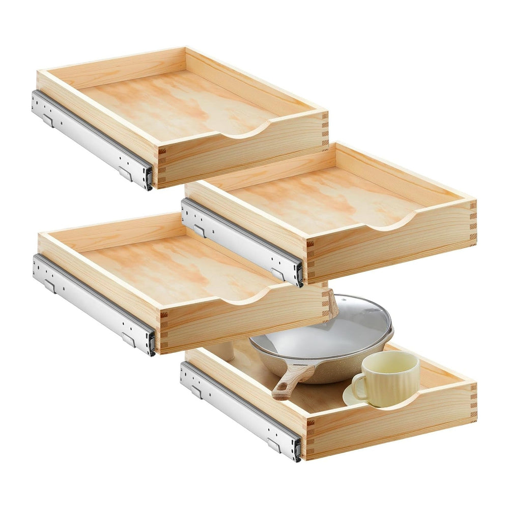 Sintuff 4 Pack Wooden Pull out Tray Cabinet Organizer, 15'' X 21'...