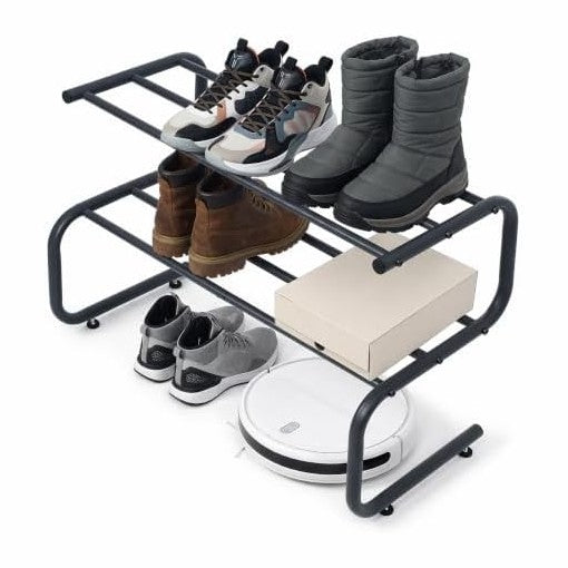 Small Metal Shoe Rack, 2 Tier 5-Shaped Shoe Storage Organizer (9 Pairs)