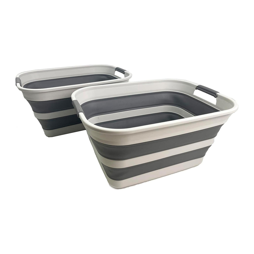 SMMART Collapsible Plastic Laundry Basket with Handle/Foldable Pop Up Storage...