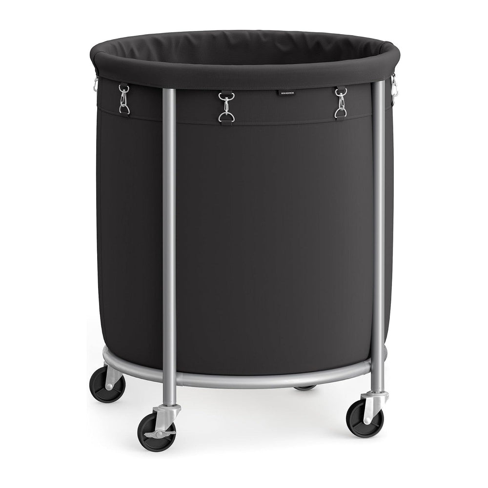 SONGMICS Laundry Basket with Wheels,190L, Steel Frame, Removable Bag