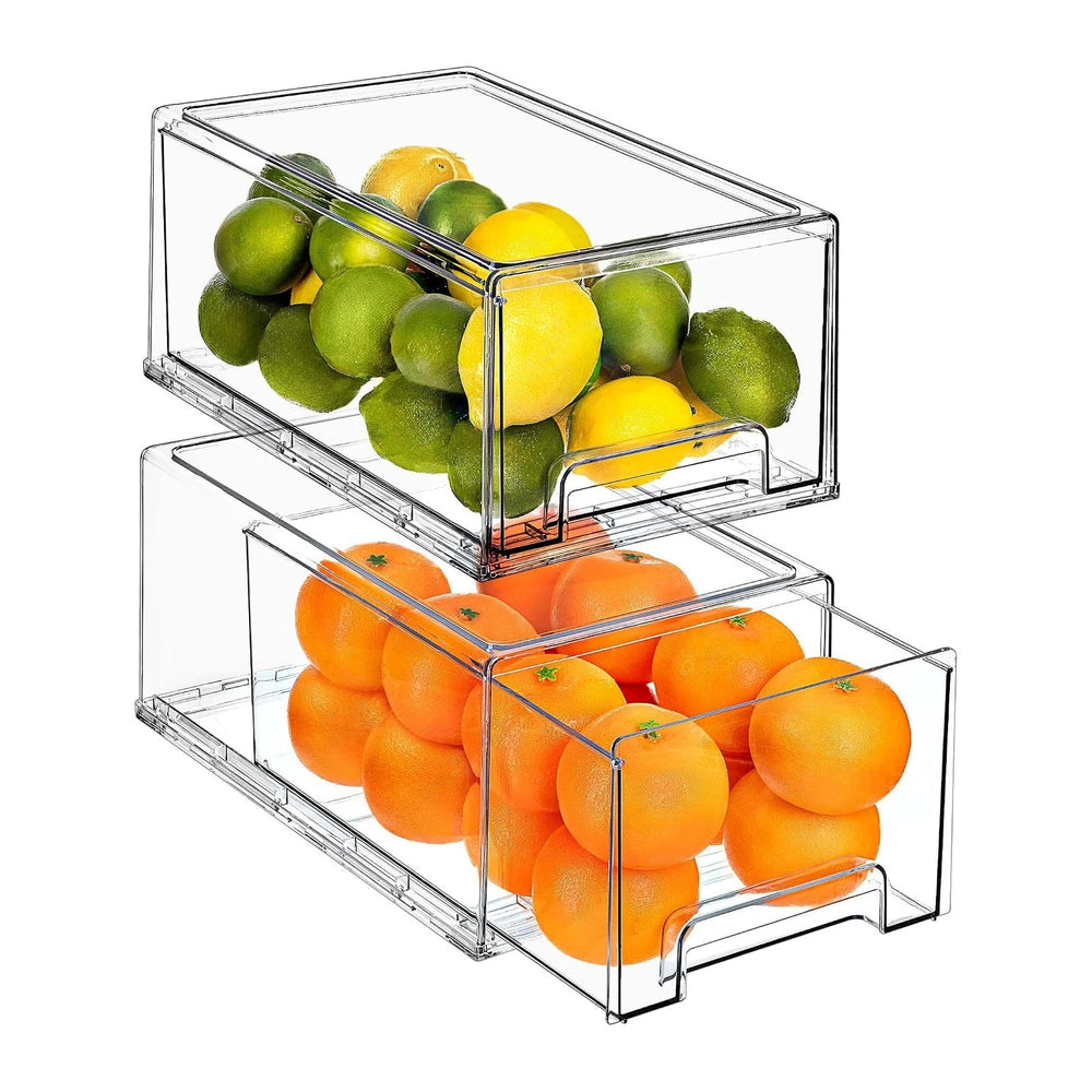 Sorbus Large Clear Storage Drawers – Stackable Pull-Out Storage Bins (2 Pack)