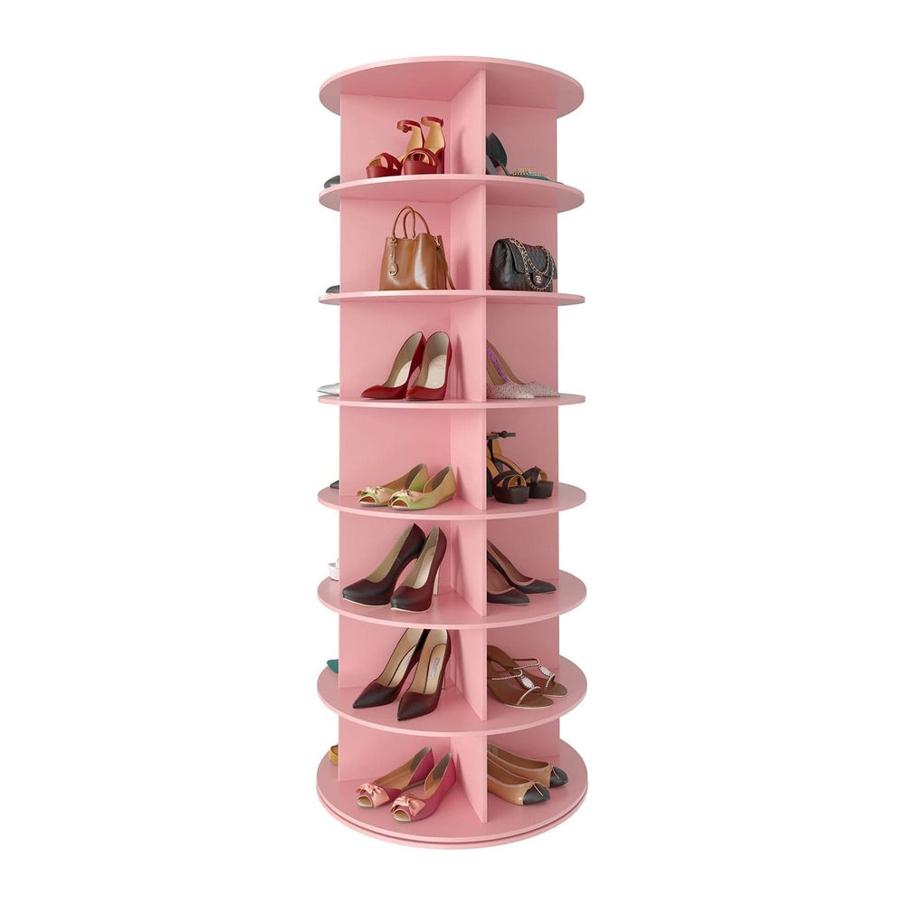 SpaceAid 7 Tier Rotating Shoe Rack Tower, Spinning Shoe Display Lazy Susan, R...