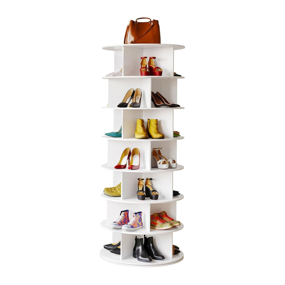 SpaceAid Cross Style 7-Tier Rotating Shoe Organizer, Spinning Shoe Rack Tower...