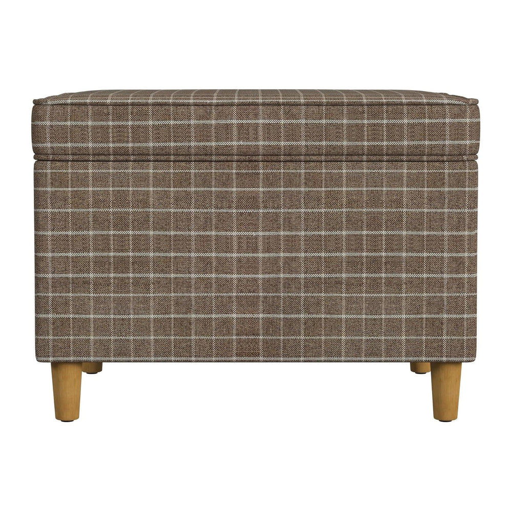 Spatial Order 24" Dinah Collection Storage Ottoman - Brown Windowpane Fa...