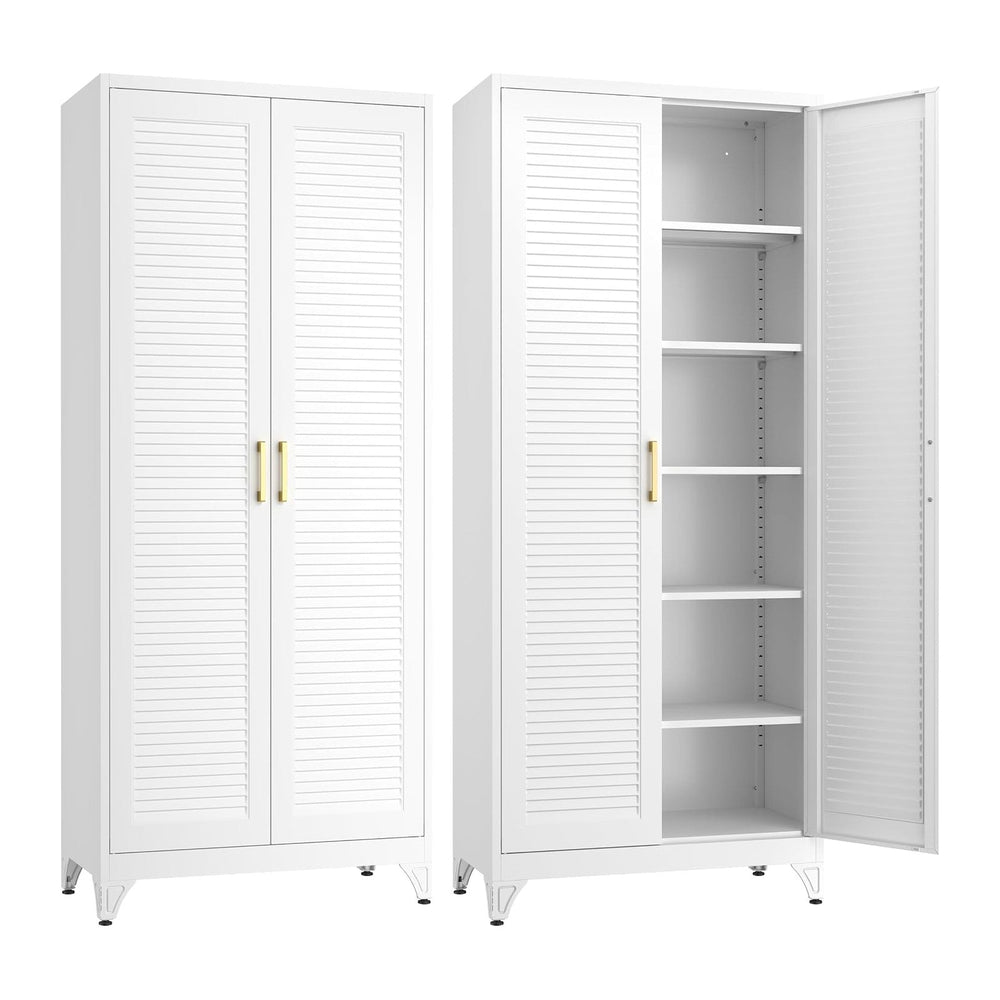 SteeLoong 75" Metal Storage Cabinet with Doors and 5 Adjustable Shelves