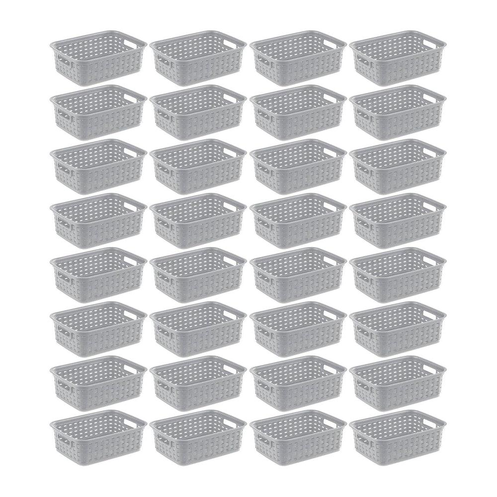 Sterilite 11 Inch Small Weave Open Bin Wicker Storage Basket Home Organizer T...