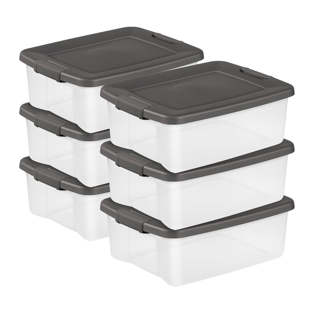 Sterilite 25 Qt ShelfTote, Stackable Storage Bin with Latching Lid, Plastic C...