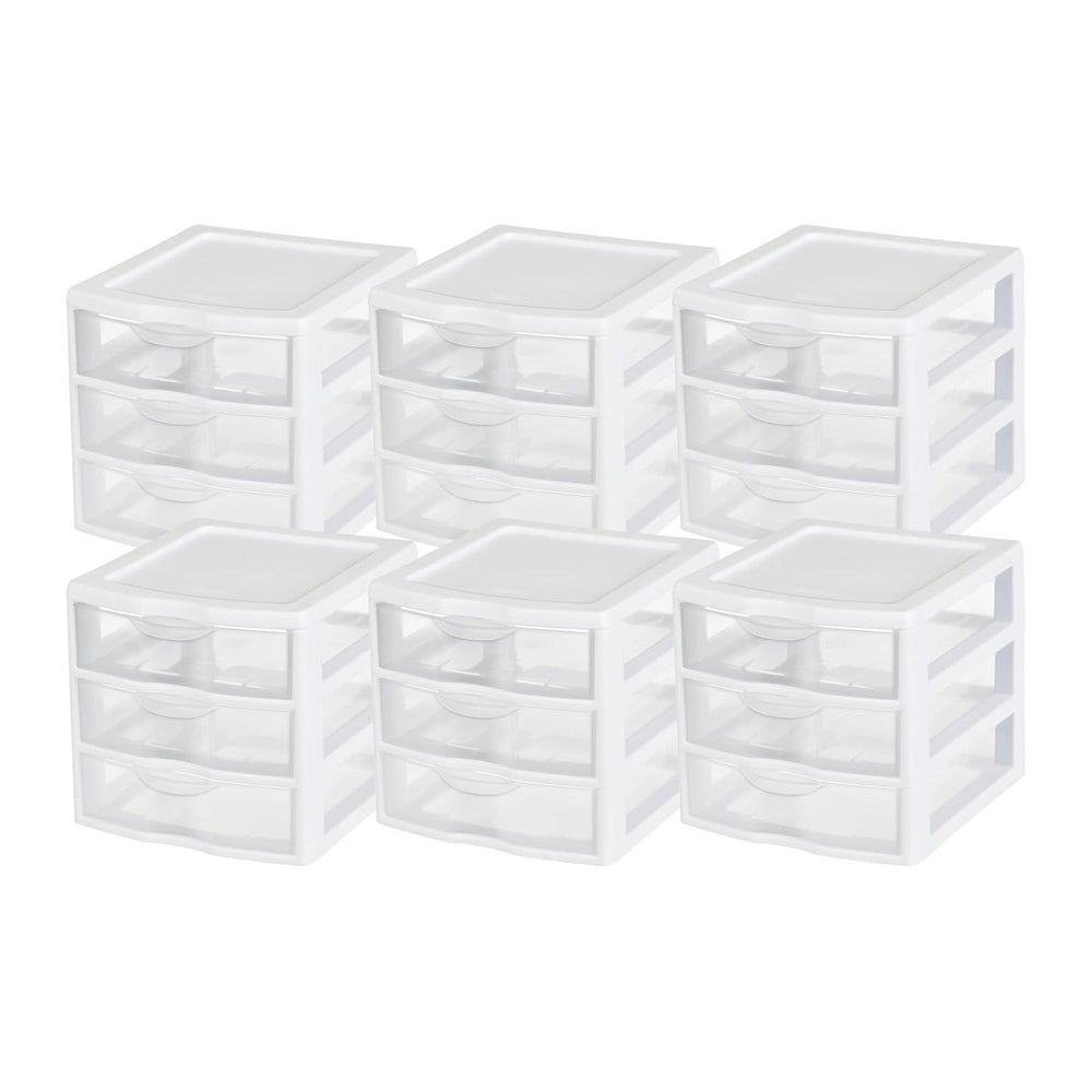 Sterilite Clearview Plastic Multipurpose Small 3 Drawer Desktop Storage Organ...