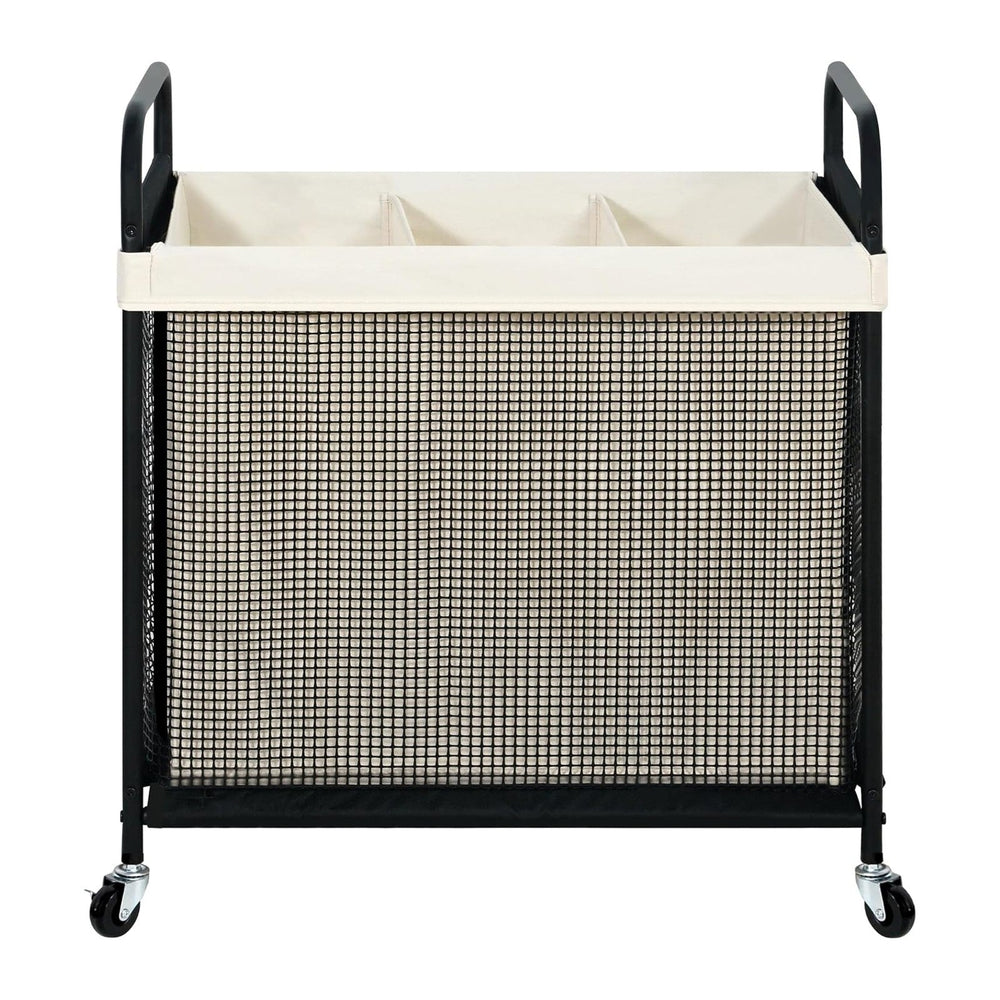 STO STO Laundry Hamper 3 Section, 120L Rolling Laundry Sorter Cart with Remov...