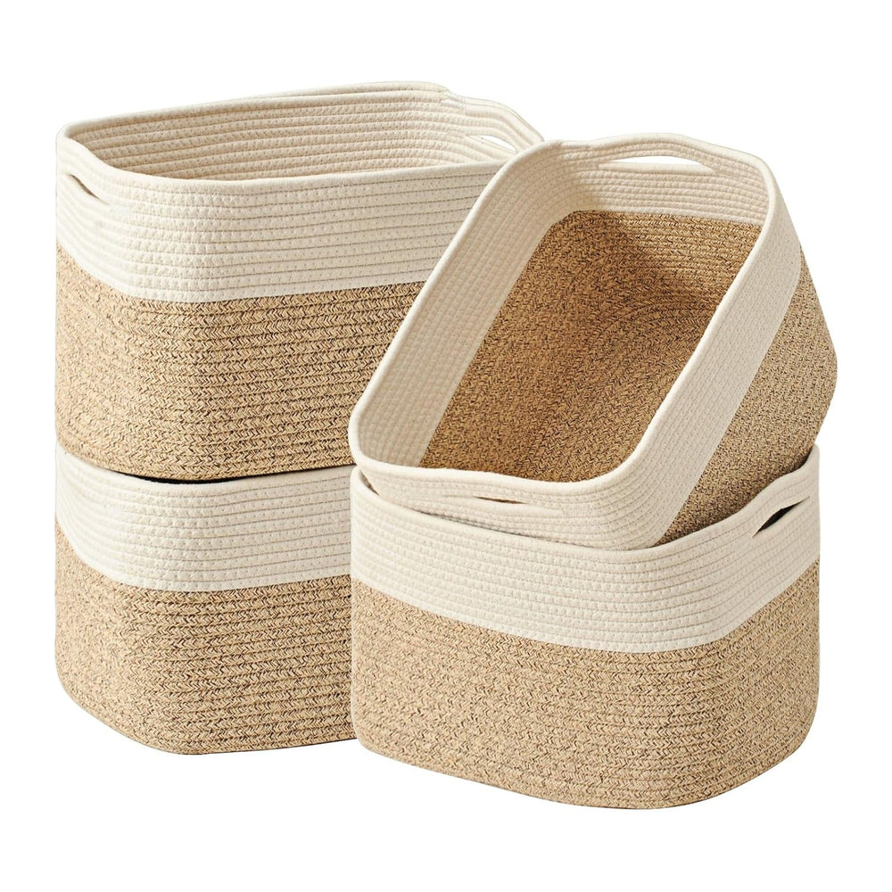 Storage Baskets for Organizing & Shelves, Woven Cotton Rope Organization ...