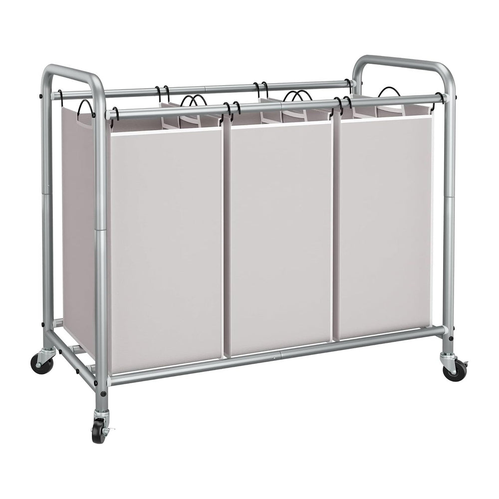 STORAGE MANIAC 3 Section Laundry Sorter, 35.6 Gal (135 L) Laundry Hamper Cart...