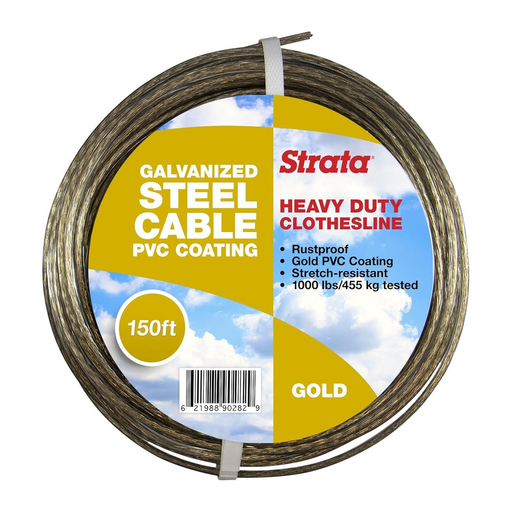 Strata 150 Feet Clothesline Outdoor Heavy Duty Galvanized Wire Steel Cable, G...