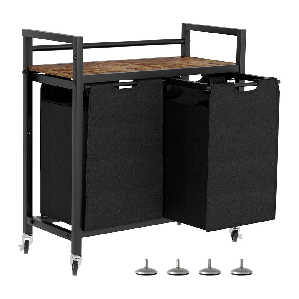 SwaaVee Laundry Sorter, Laundry Hamper with Wooden Top Shelf, 2×14.5Gal(110L)...