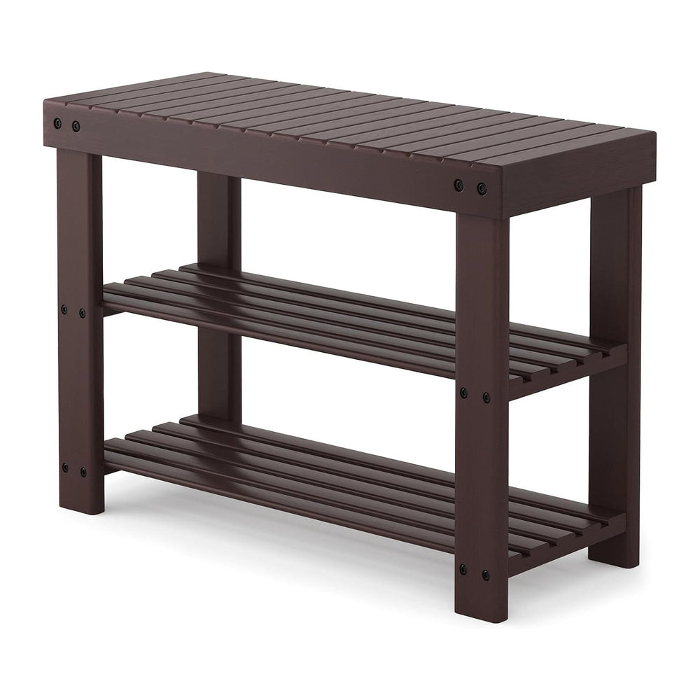 Sweetcrispy Shoe Rack Bench, 27IN Bamboo Entryway Storage Organizer, 286lb Ca...