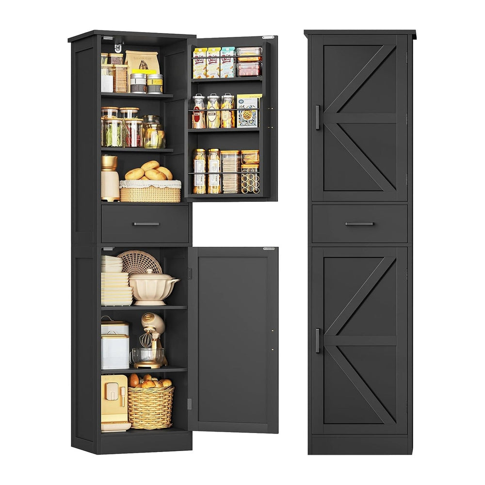 Tall Storage Cabinet with Door Shelves & Drawer, Kitchen Pantry Cabinet