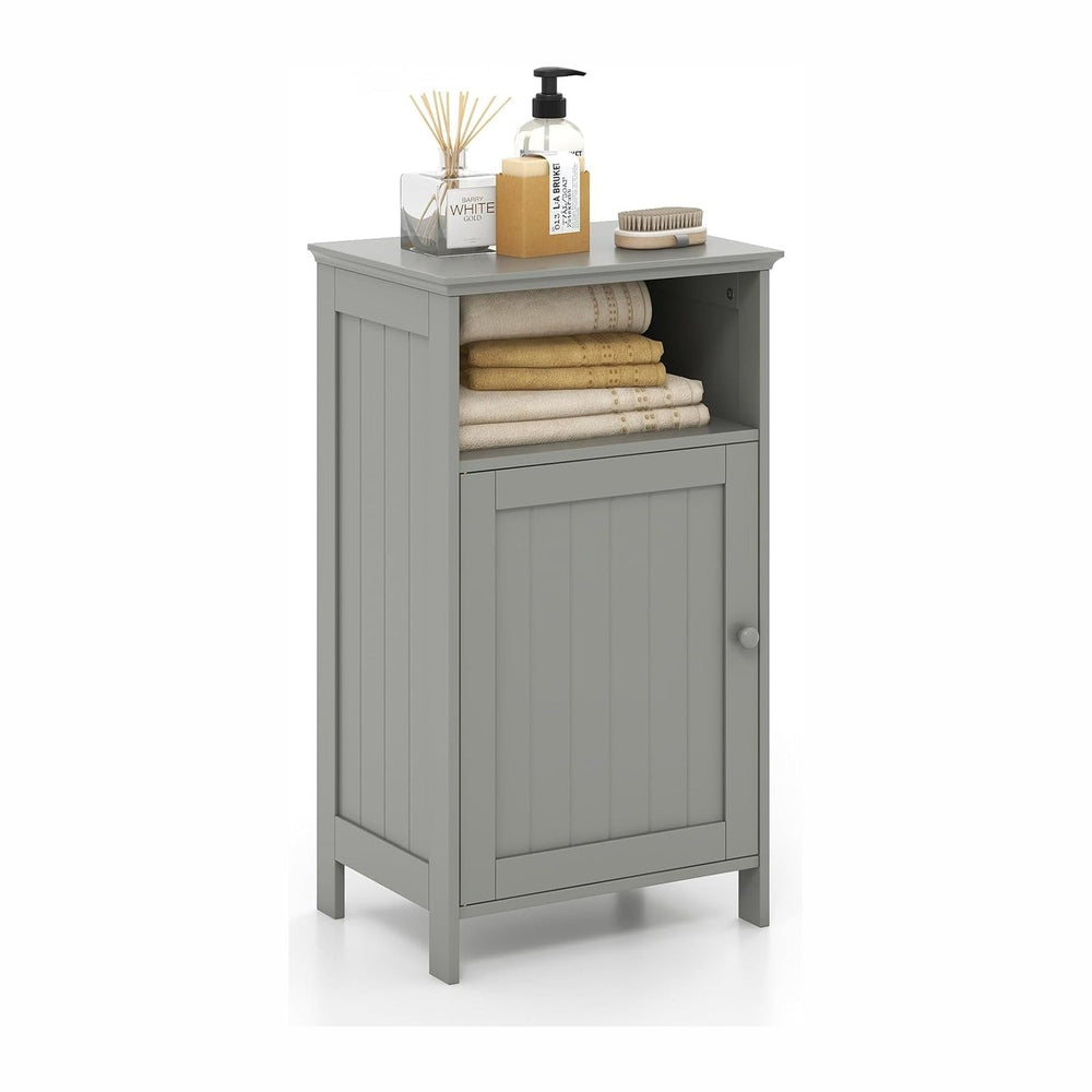 Tangkula Bathroom Storage Cabinet, Freestanding Wooden Single Door Side Floor...