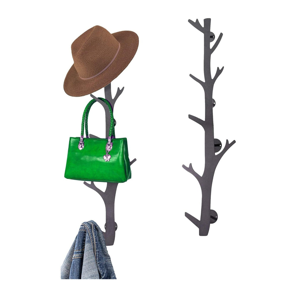 TERRA HOME Tree Branch Coat & Hat Rack Wall Mount with 8 Vertical Hooks f...
