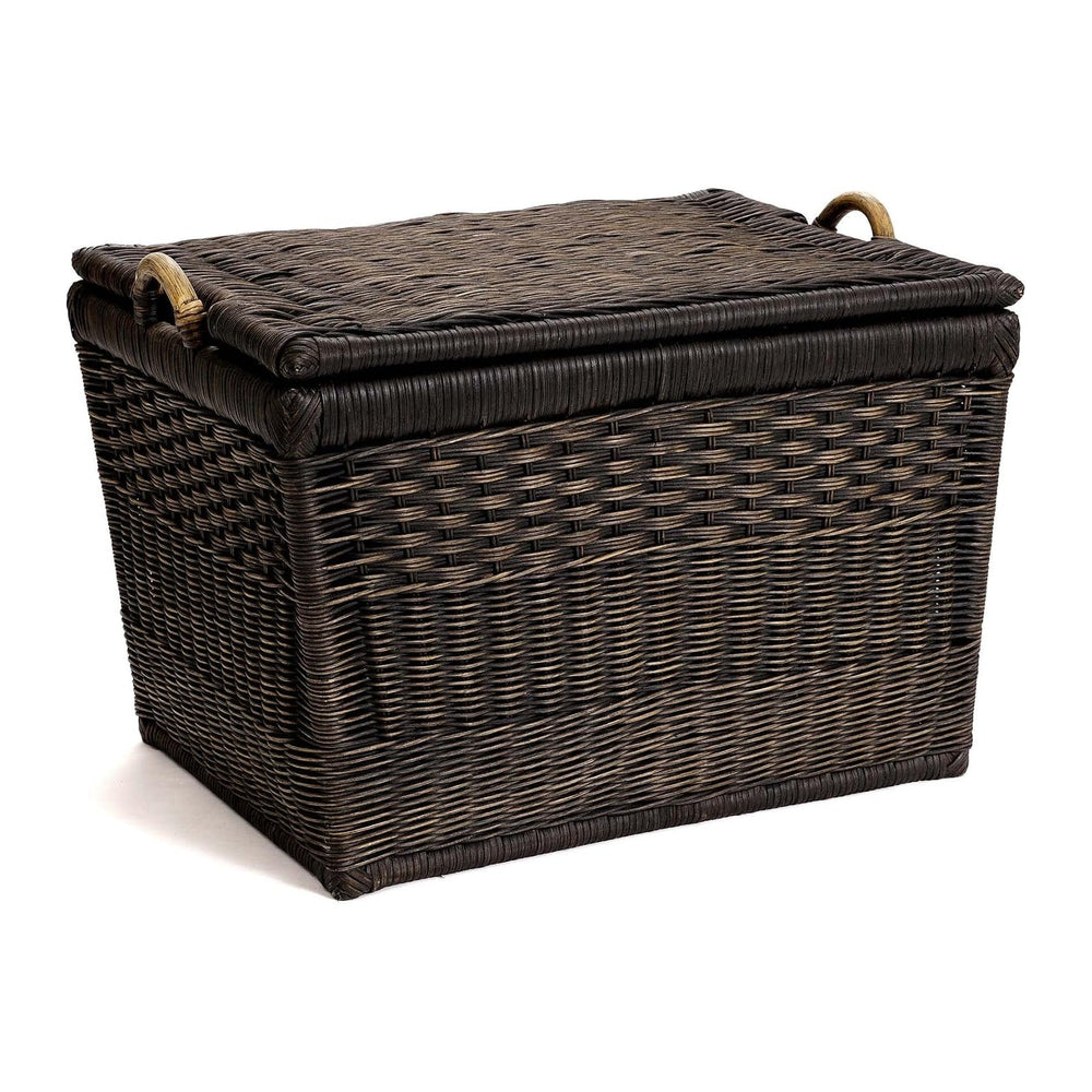 The Basket Lady Lift-Off Lid Wicker Storage Basket, L, Walnut Brown