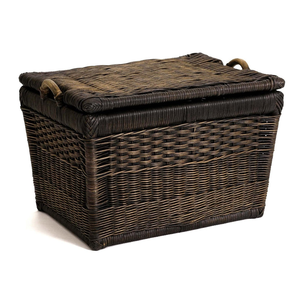 The Basket Lady Lift-Off Lid Wicker Storage Basket, M, Walnut Brown