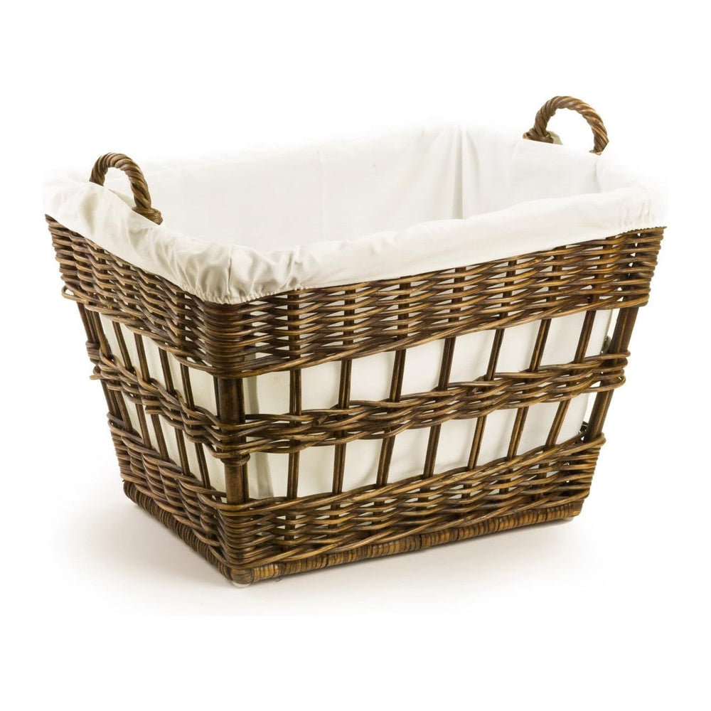 The Basket Lady Wicker French Laundry Basket, Walnut Brown