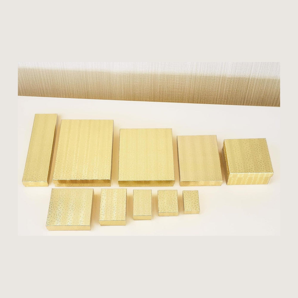 TheDisplayGuys 100 Cardboard Jewelry Gift Boxes with Inserts - Gold Foil
