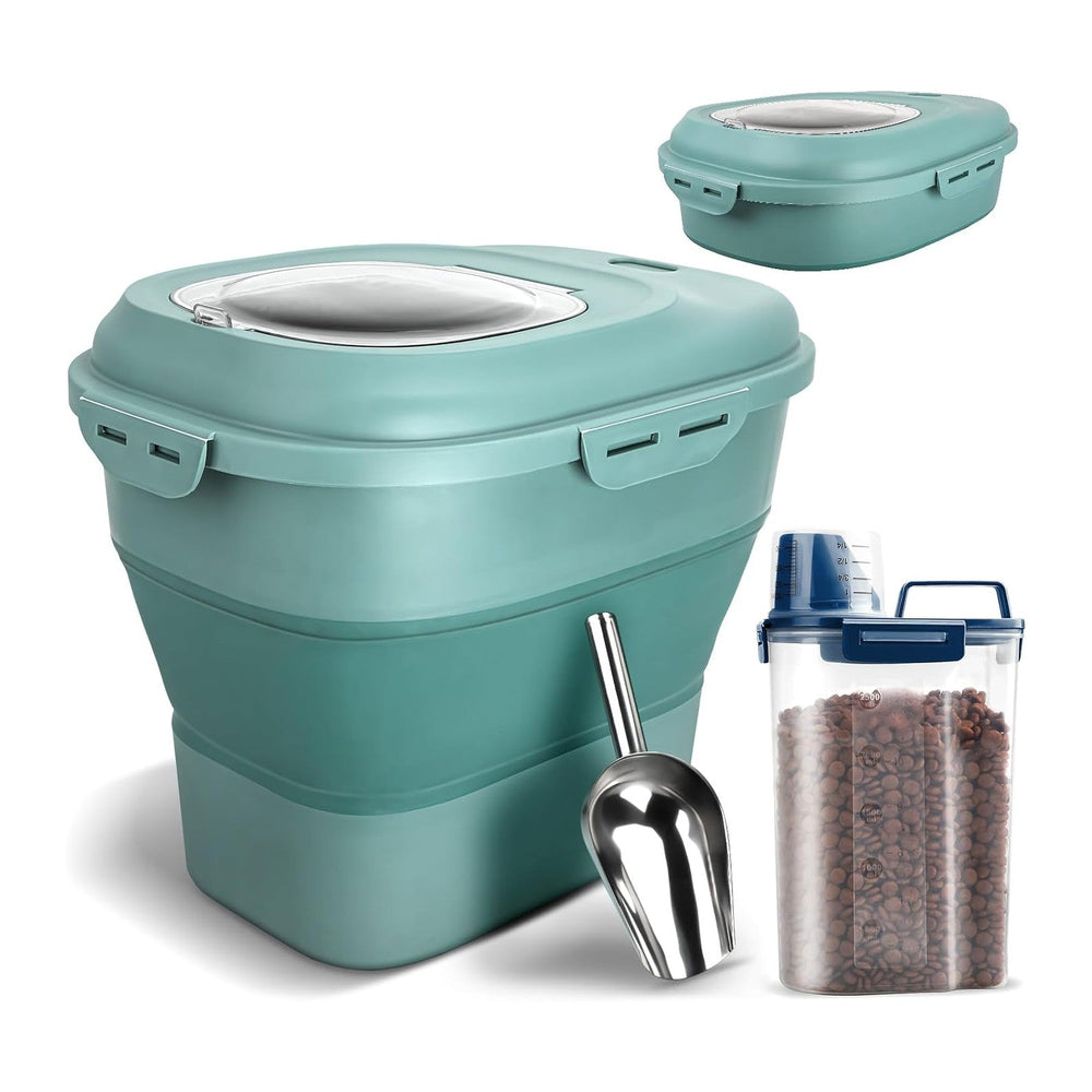 TIOVERY Dog Food Storage Container, Airtight Collapsible 13lb to 30lb Pet Foo...