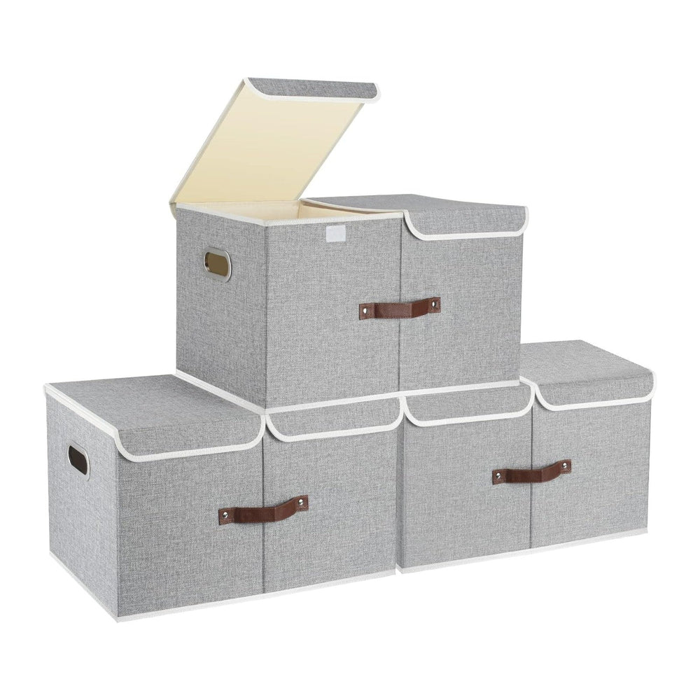 TYEERS Extra Large Collapsible Storage Bins with Lids and Compartments, Organ...