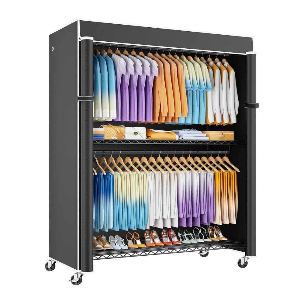 ULIFHOME P8C Max Heavy Duty Clothes Rack(With Extended Width Design) Rolling ...