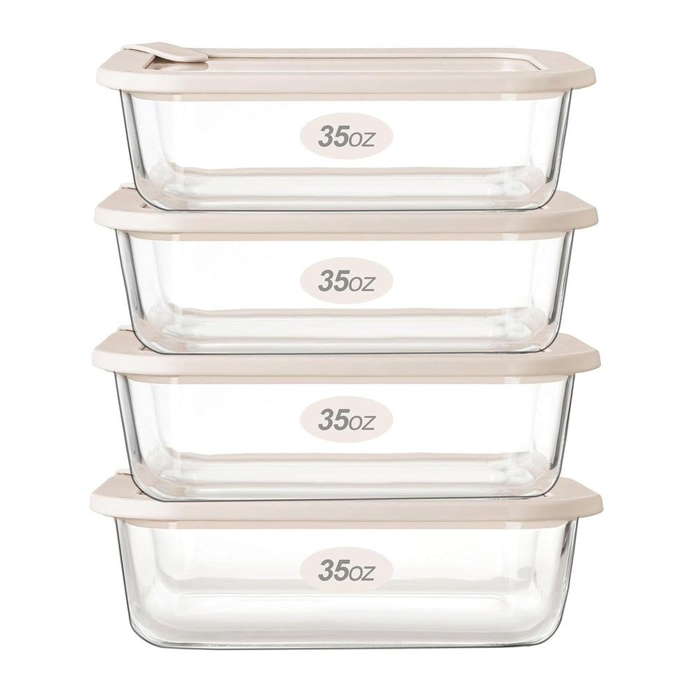 Urban Green Glass Food Storage Containers with Glass Lids, Microwave Safe Foo...