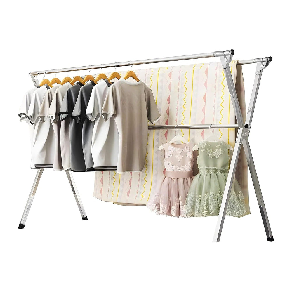 URYAN 79 Inches Stainless Steel Clothes Drying Rack, Heavy Duty Laundry Dryin...