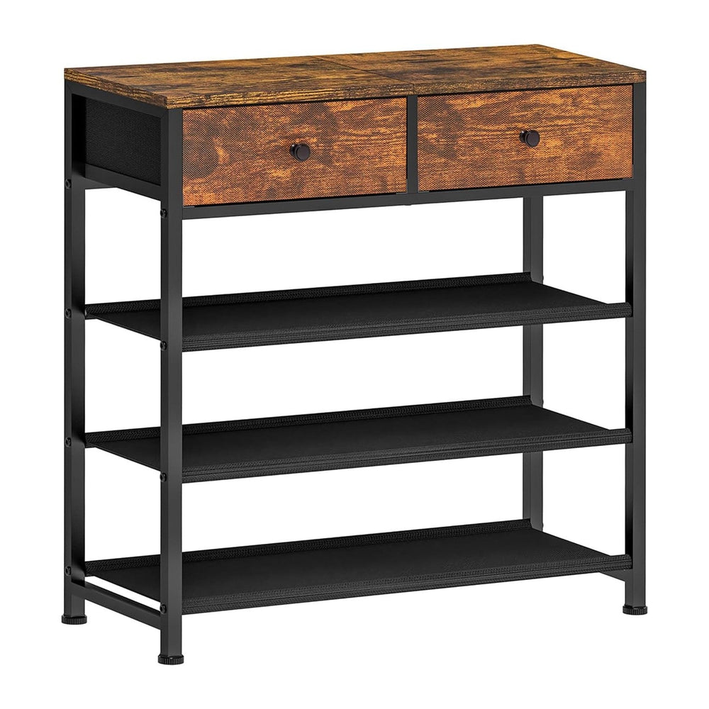 usikey Shoe Rack, 4 Tier Shoe Storage Organizer with 2 Drawers, Metal Shoe Sh...
