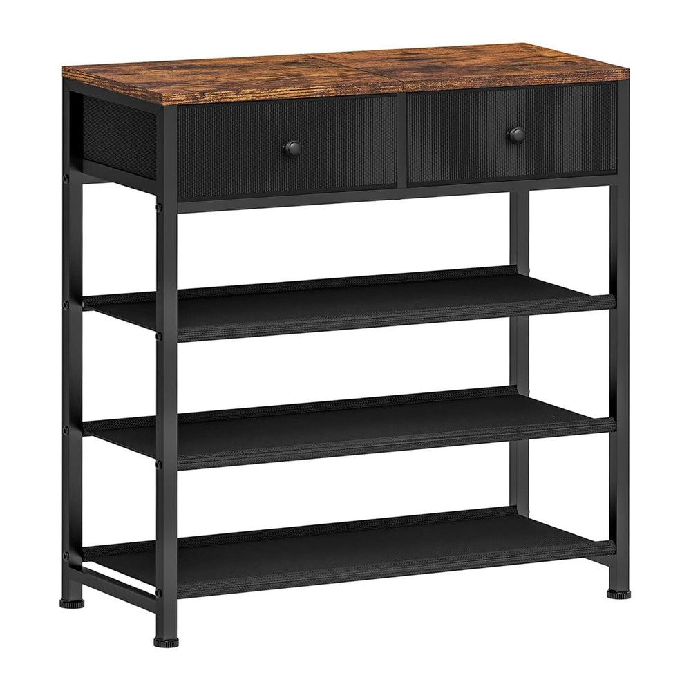 usikey Shoe Rack, 4 Tier Shoe Storage Organizer with 2 Drawers, Metal Shoe Sh...