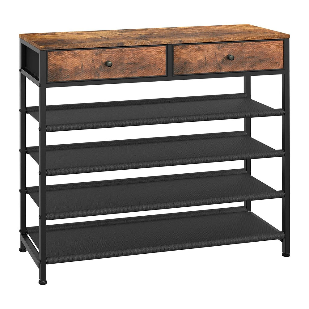 usikey Shoe Rack, 5 Tier Shoe Storage Organizer with 2 Drawers, Metal Shoe Sh...