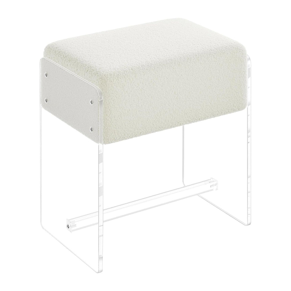 Vanity Stool Chair, Soft Ottoman with Clear Acrylic Legs, Modern Padded Seat ...