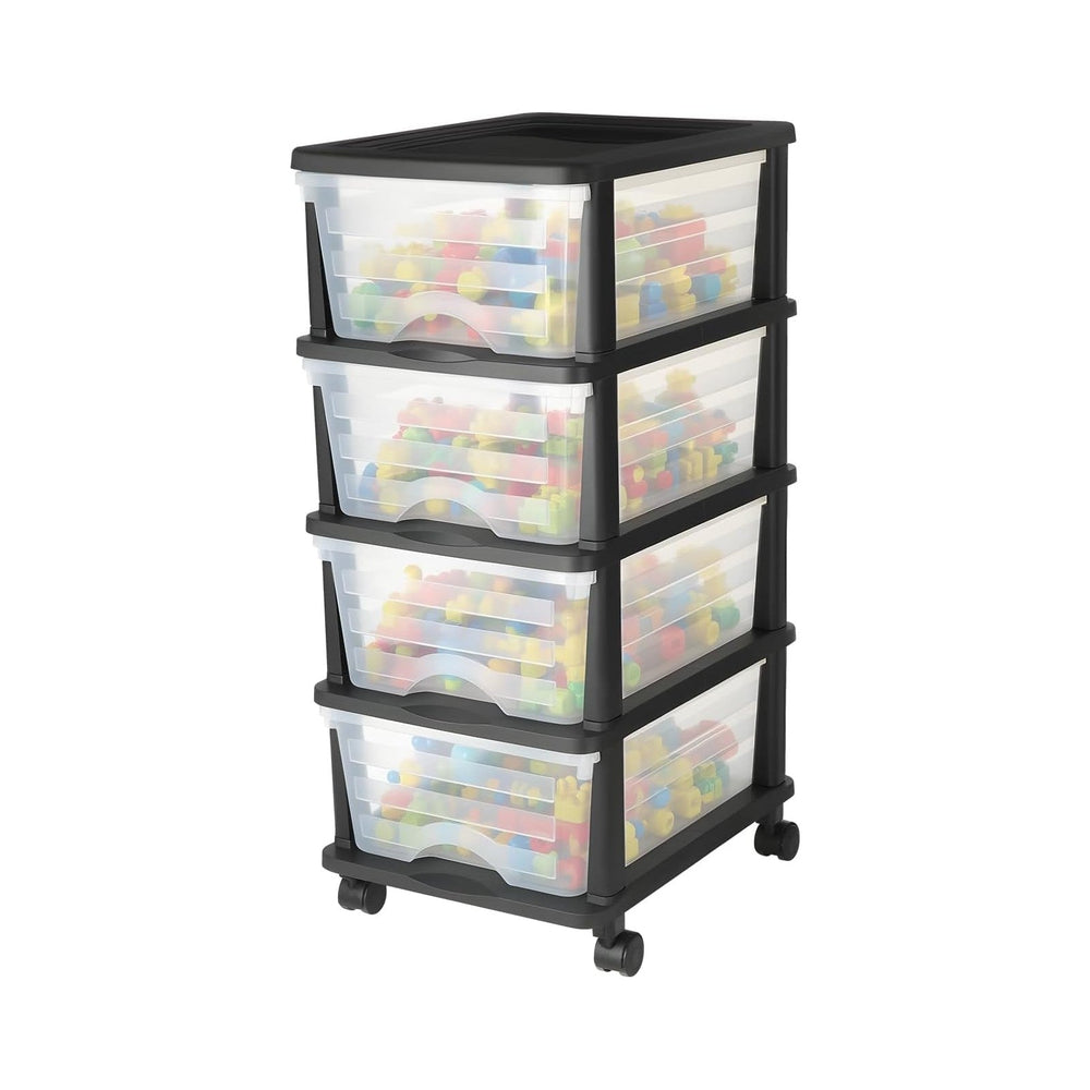 VEVOR Plastic Storage Drawers Cart, 4 Drawers Storage Organizer with Wheels, ...