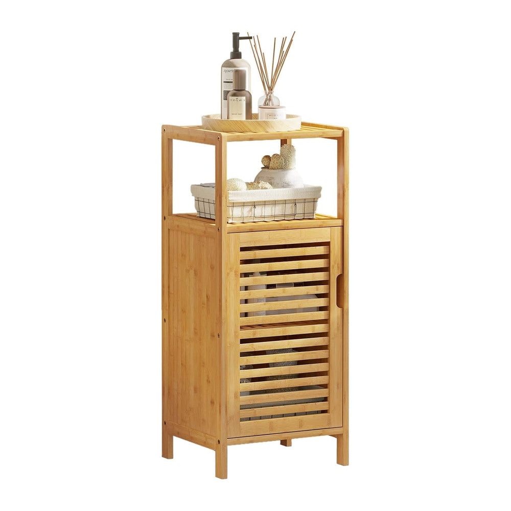 VIAGDO Bamboo Cabinet, Bathroom Storage Cabinet with Single Door and Shelf, F...