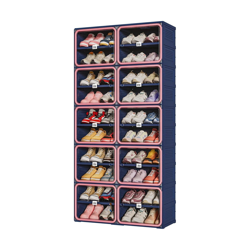 Vipbox Foldable Shoe Rack Organizer with 10-Tier Storage, Easy No-Tool Assemb...
