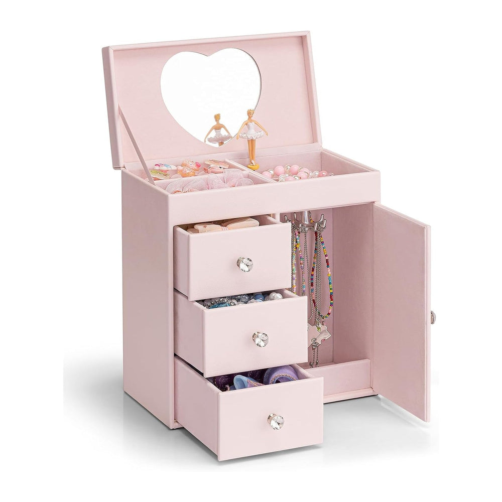 VLANDO Musical Jewelry Box, Upright Rectangular, Barely Pink