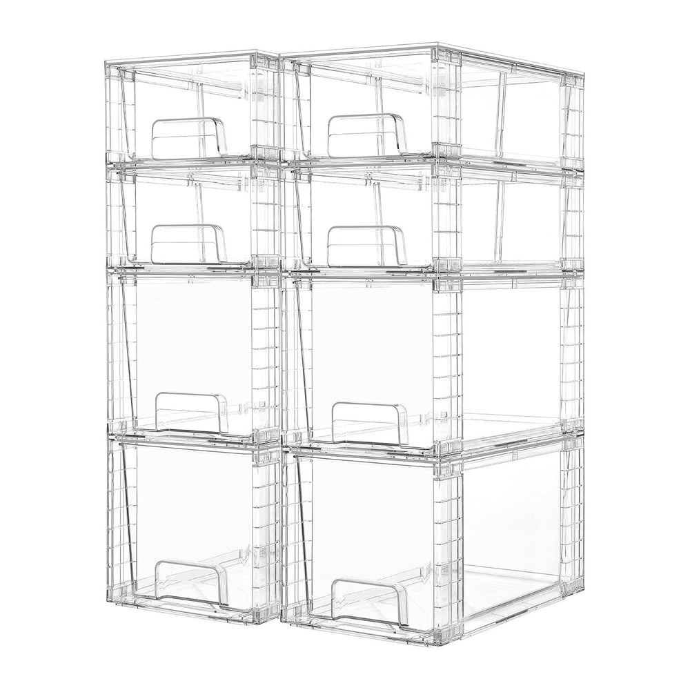 Vtopmart 8 Pack Clear Stackable Storage Drawers, Plastic Drawers
