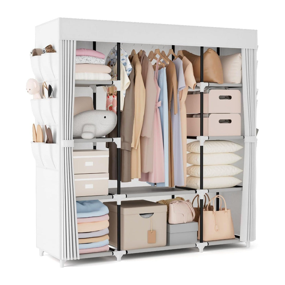 VTRIN Portable Closet Wardrobe for Hanging Clothes 57.3 Inch Large Capacity C...